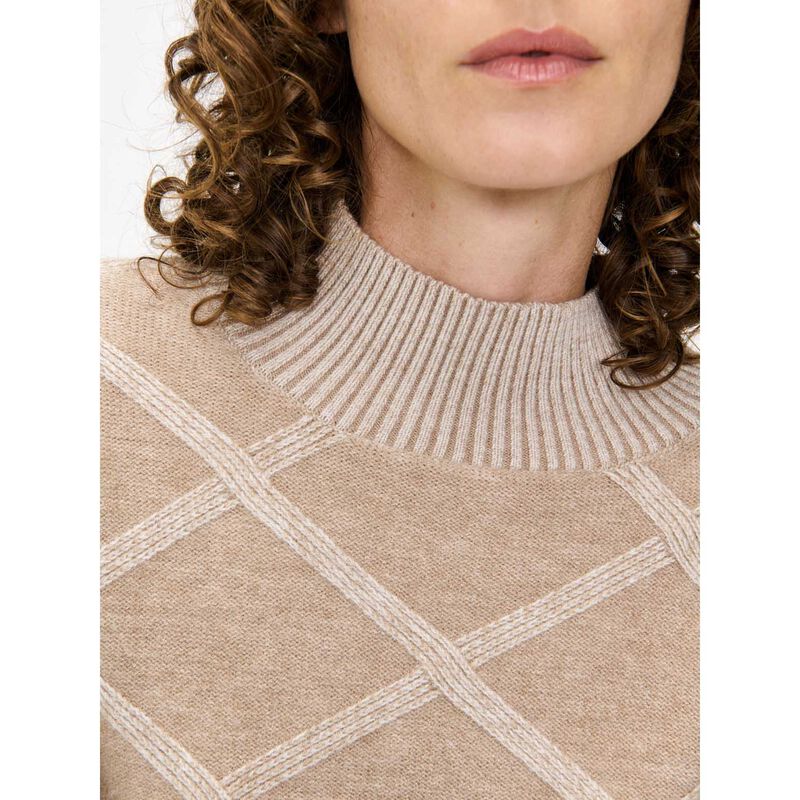 Veronika Maine Oversized Two Tone Diamond Sweater image number 2